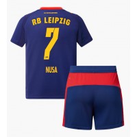 RB Leipzig Antonio Nusa #7 Udebanesæt Børn 2025-26 Kortærmet (+ Korte bukser)